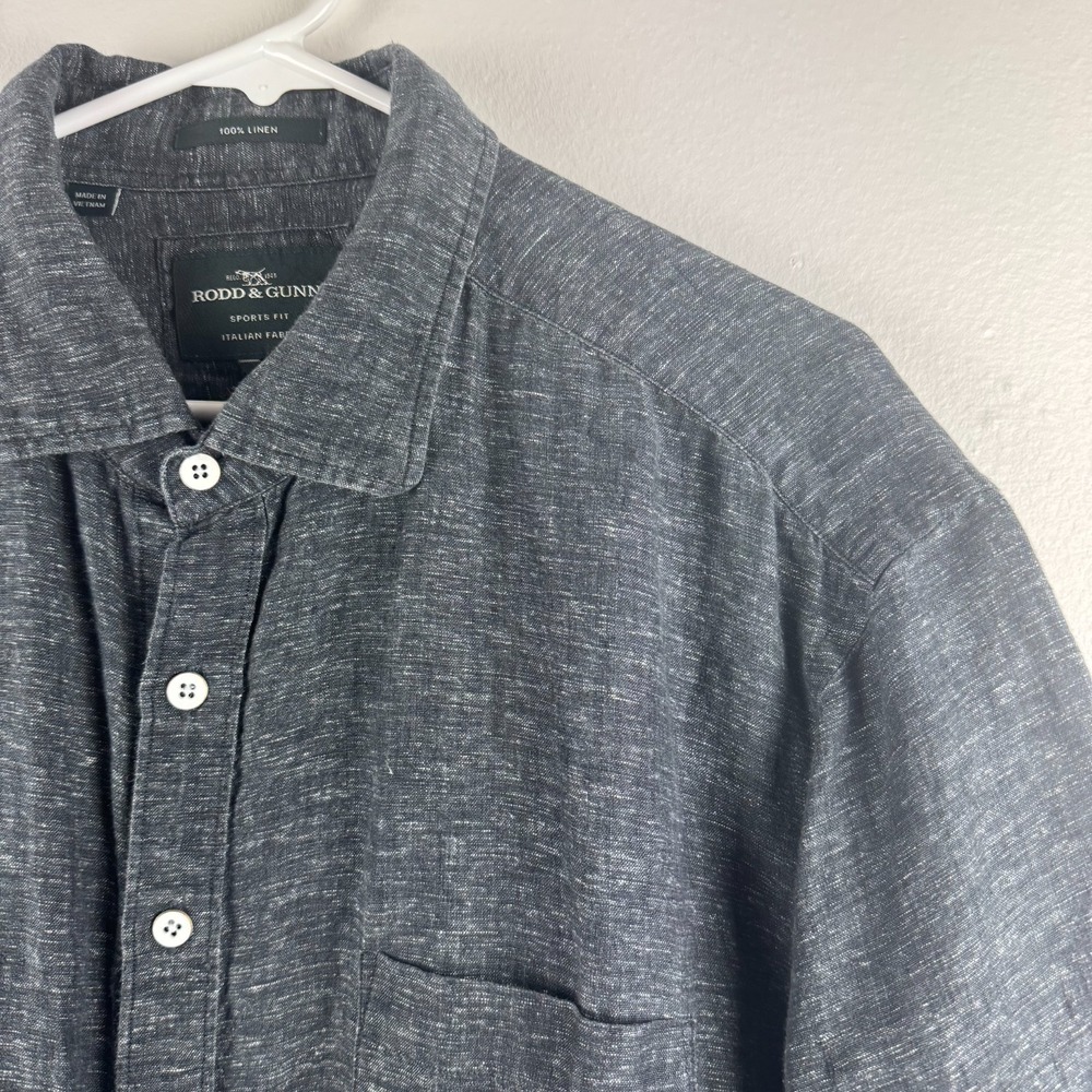 RODD & GUNN‎ Mens short sleeve Linen sports fit shirt Black Pearl - 3XL
